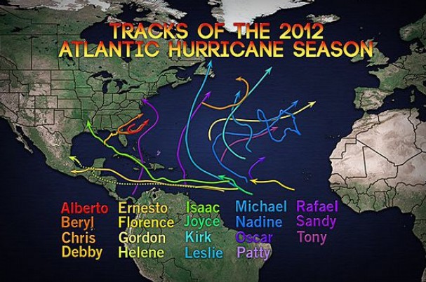 2012 Hurricane Tracks