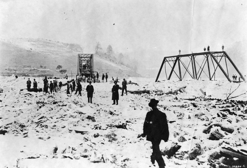 A historic ice dam occurring on the New River in Virginia