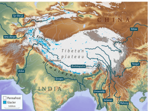 Location of the Tibetan Plateau.