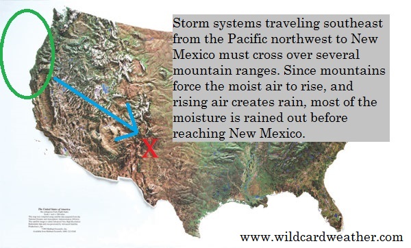 new mexico rain topographical map